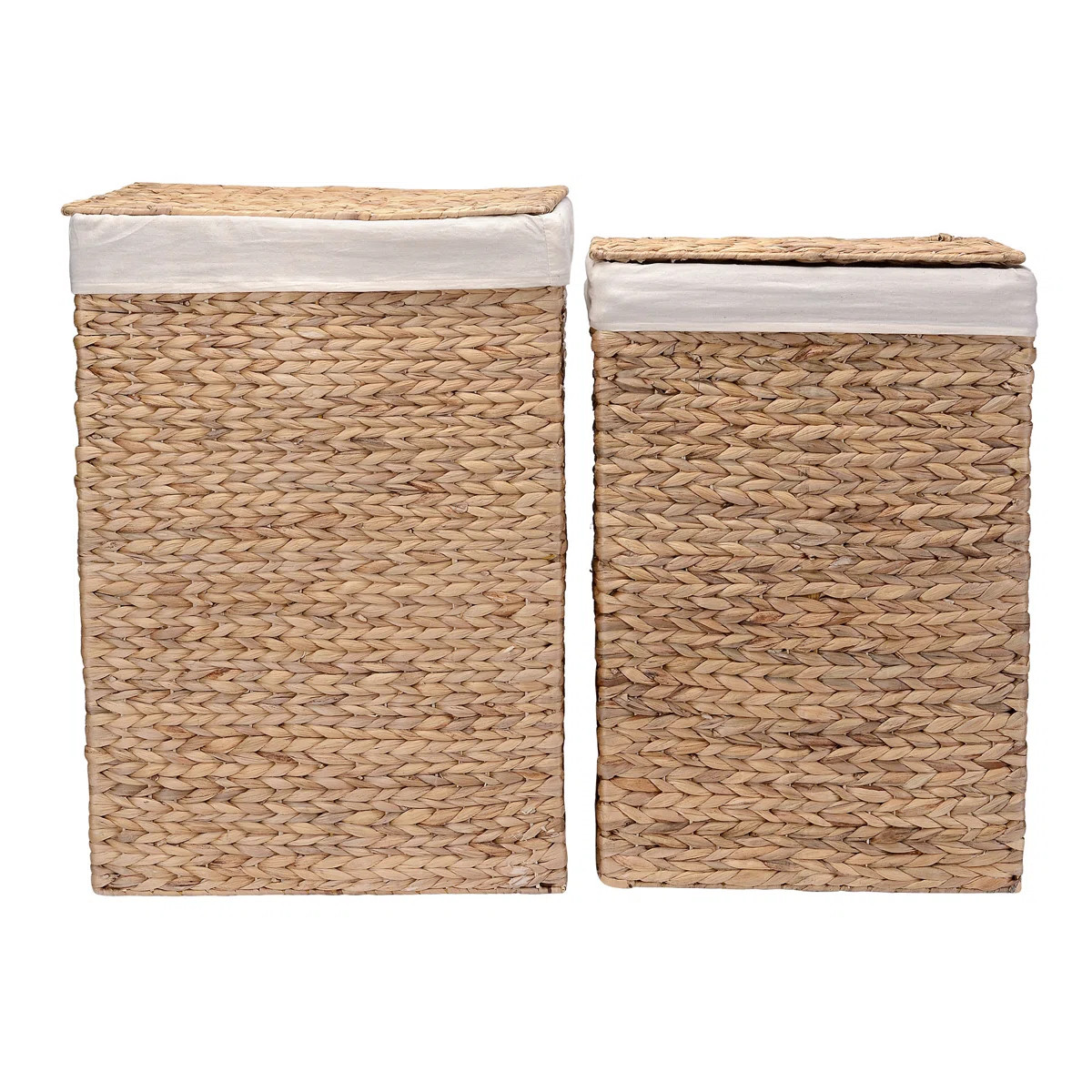 DTX Intl Handmade Wicker Laundry Hampers - Set of 2 Water Hyacinth Storage Baskets with Integrate... | Wayfair North America
