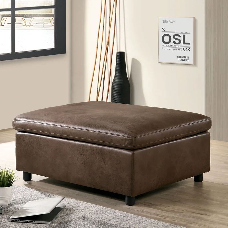 Waese 22'' Wide Faux Leather Rectangle Cocktail Ottoman | Wayfair North America