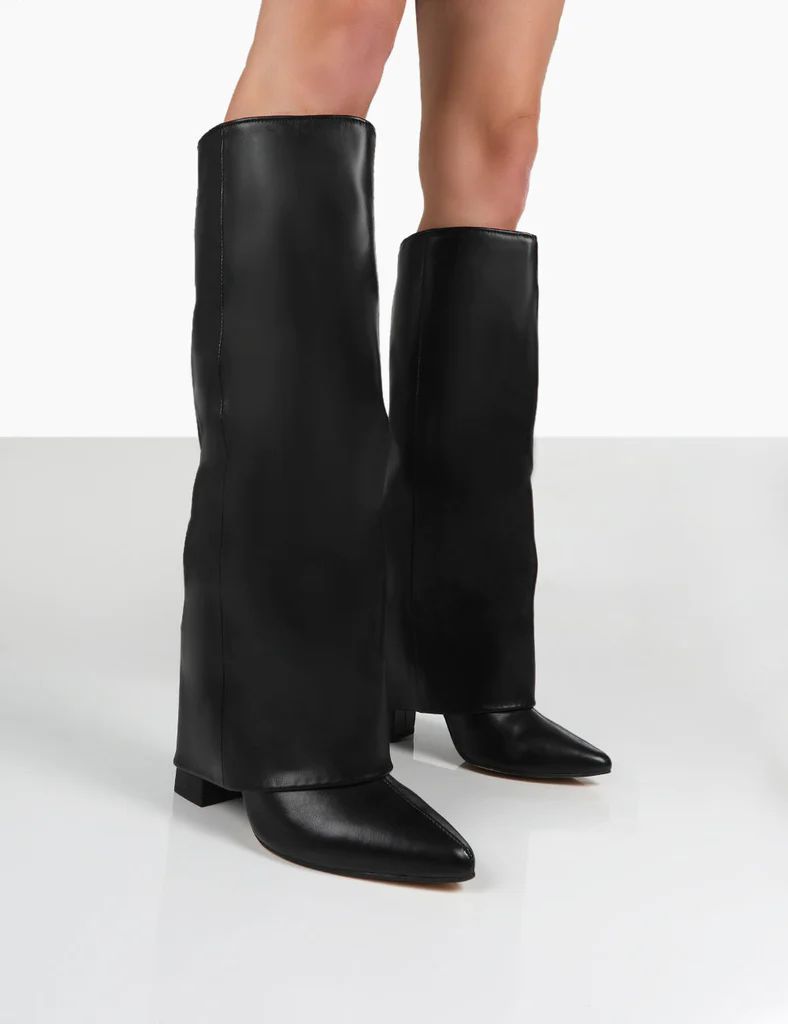 Zendaya Black Pointed Toe Knee High Boots | Public Desire (US & CA)