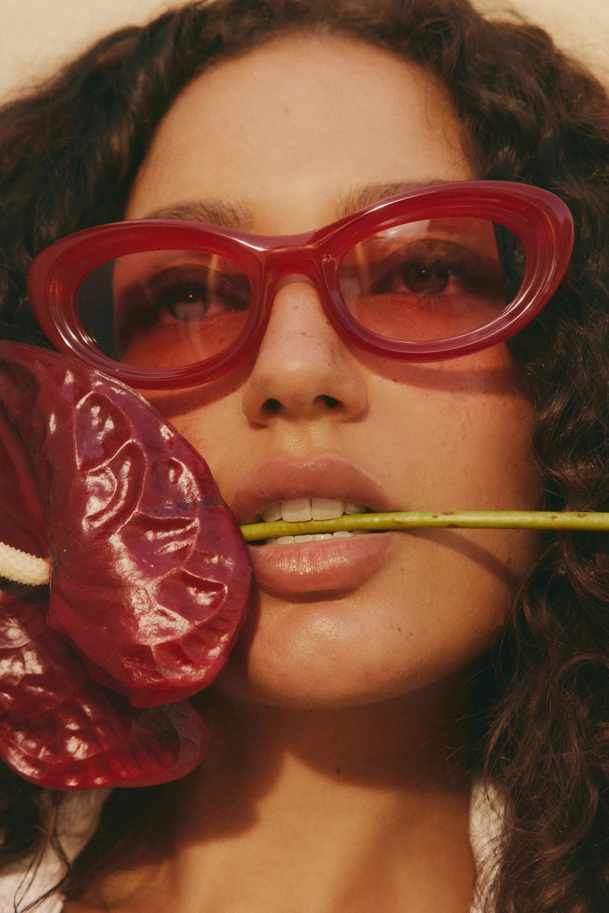 SM X DELARGE MIRAGE SUNGLASSES IN MILKY RED | Simon Miller