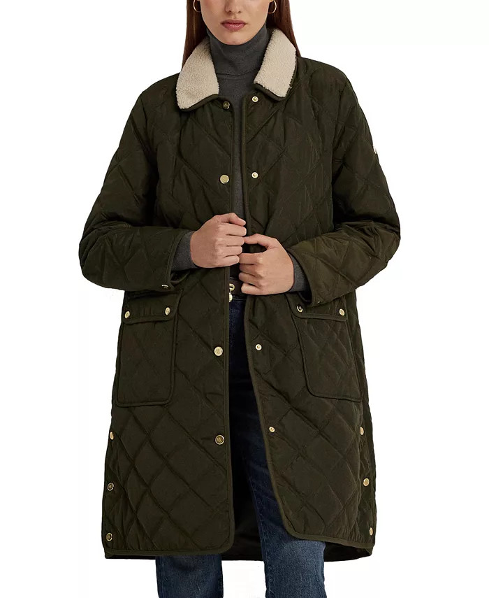 Lauren Ralph Lauren Women's Faux-Fur-Collar Quilted Coat - Macy's | Macys (US)
