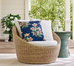 Huntington Wicker Swivel Papasan Outdoor Lounge Chair | Pottery Barn (US)