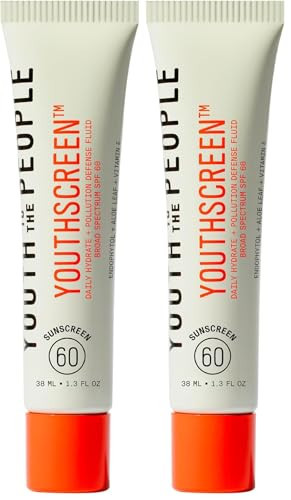 Youth To The People Youthscreen Sunscreen with SPF 60, Daily Hydration + Pollution Defense, Invisible Broad Spectrum Sunscreen, No White Cast, Dewy Finish, Non-comedogenic -1.3 fl oz (Pack of 2) | Amazon (US)