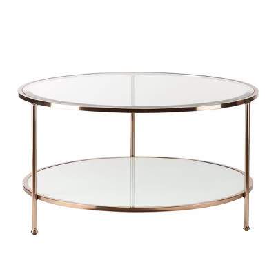 HomeRoots 34" Clear and Gold Glass with Iron Round Coffee Table | Target