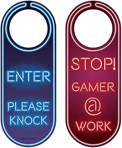 EXPERODUCTS Gamer Do Not Disturb Door Hanger Double Sided Sign for Personal Room (Neon) | Amazon (US)
