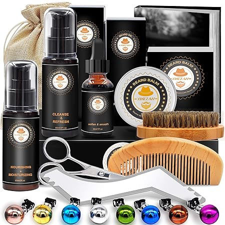 Upgraded Beard Grooming Kit w/Beard Conditioner,Beard Oil,Beard Balm,Beard Brush,Beard Shampoo/Wa... | Amazon (US)