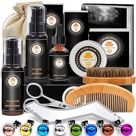 Upgraded Beard Grooming Kit w/Beard Conditioner,Beard Oil,Beard Balm,Beard Brush,Beard Shampoo/Wa... | Amazon (US)