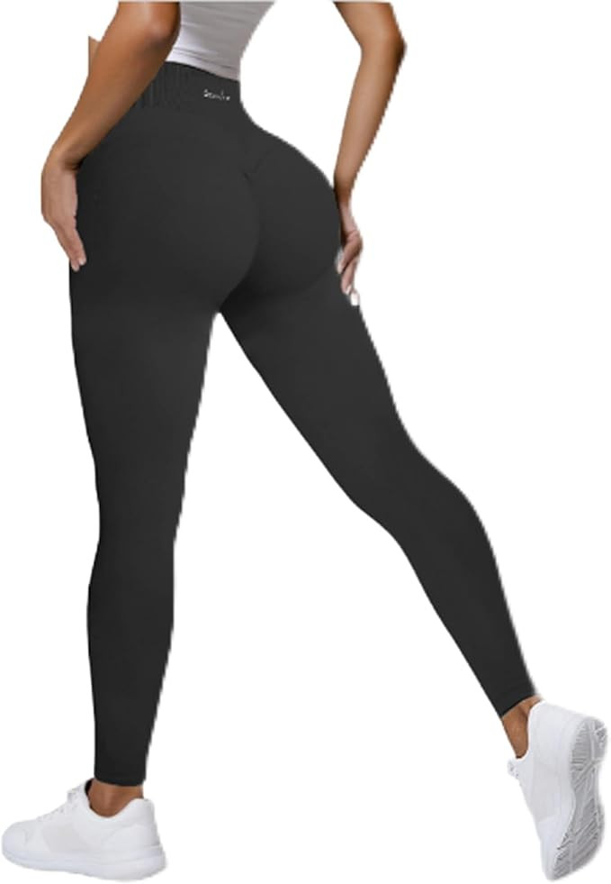 Womens Yoga Pants Seamless Mid High Waisted Tummy Control Butt Lifting Workout Leggings for Women... | Amazon (US)
