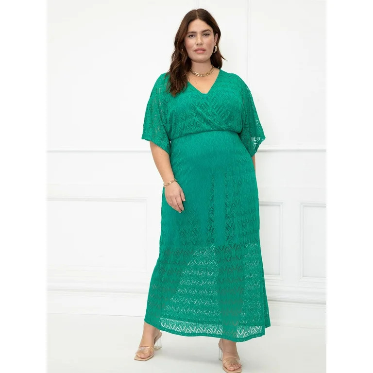 ELOQUII Elements Women's Plus Size Crochet Maxi Dress | Walmart (US)
