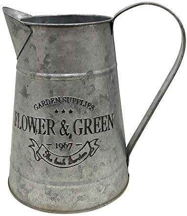 WHHOME Shabby Chic Silver Watering Can Galvanized Finish Metal Vase Country Rustic Pitcher Primit... | Amazon (US)