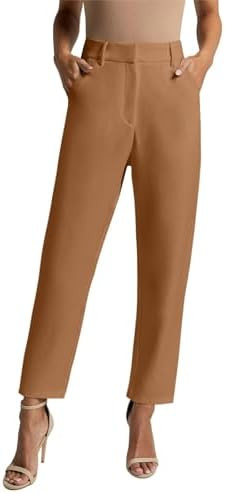 NIMIN Women High Waisted Dress Work Ankle Pants 26"/28"/30" Inseam Office Business Casual Trouser... | Amazon (US)