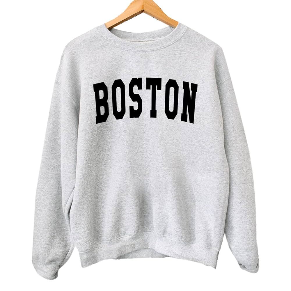 Boston Women's Long Sleeve Crewneck State Sweatshirt College University Print Graphic Shirts Pull... | Amazon (US)