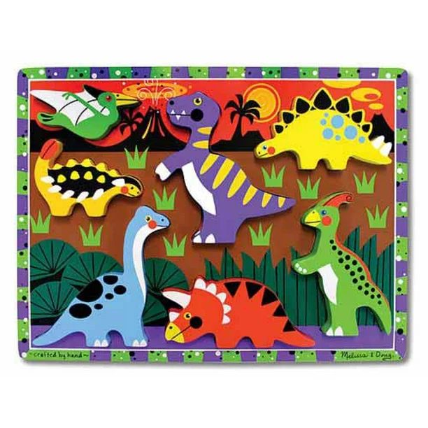 Melissa & Doug Dinosaur Wooden Chunky Puzzle (7 pcs) - Walmart.com | Walmart (US)