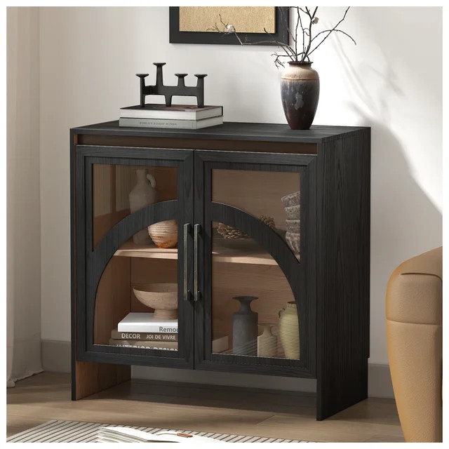 JOINICE Sideboard Cabinet with Adjustable Shelves,Accent Cabinet with Arched Glass Door,for Livin... | Walmart (US)