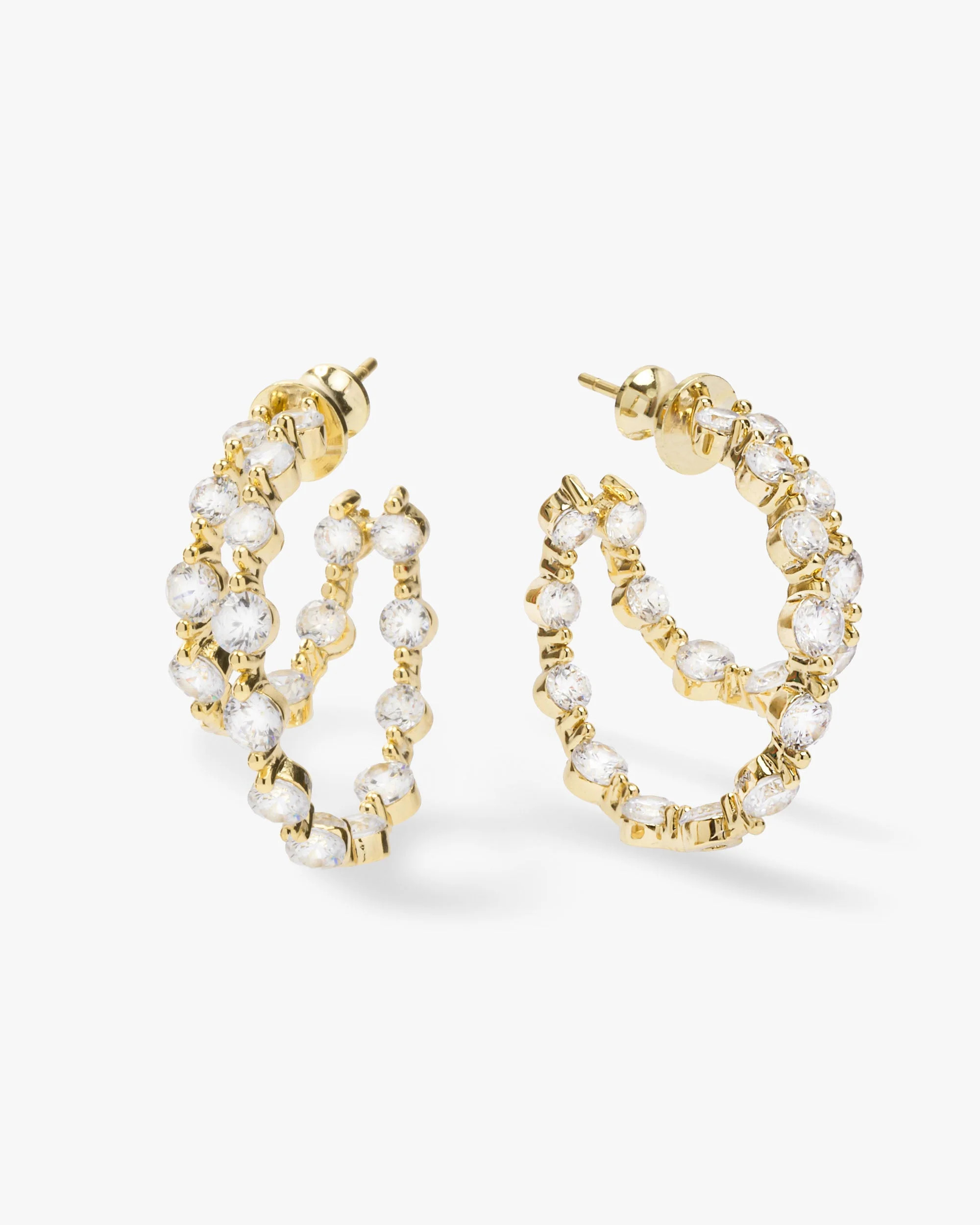 She's an Icon Double Hoops - Gold|White Diamondettes | Melinda Maria Jewelry
