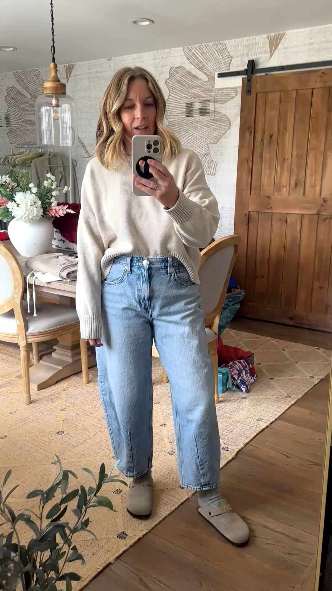 Love these cotton sweaters for all year. In a medium. Jeans are tts 8. Linked the cost and bag I grabbed to walk out the door too. Medium coat! I have it in 2 colors! 

#LTKmomlife #LTKdayinmylife #LTKootd