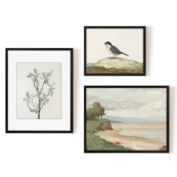 3 Piece Vintage Gallery Wall Art Set - French Coast, Silverberry Branch Art by Maple + Oak | Wayfair North America