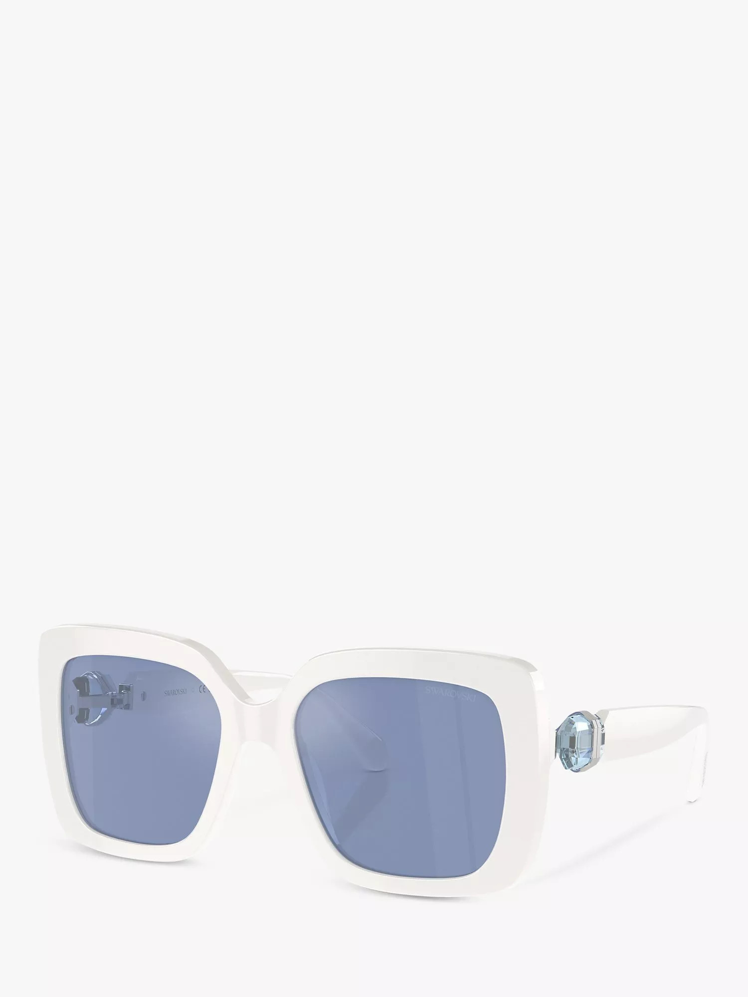 Swarovski SK6001 Women's Square Sunglasses, White/Blue | John Lewis (UK)