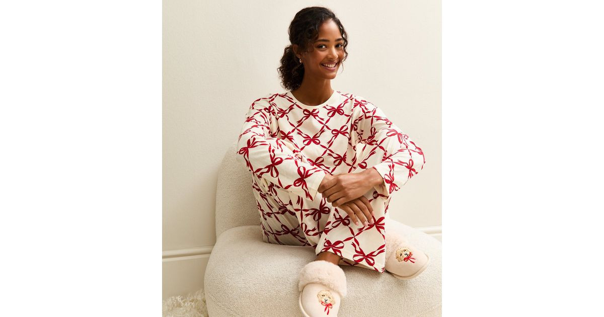 White Bow Print Pyjama Set | New Look | New Look (UK)