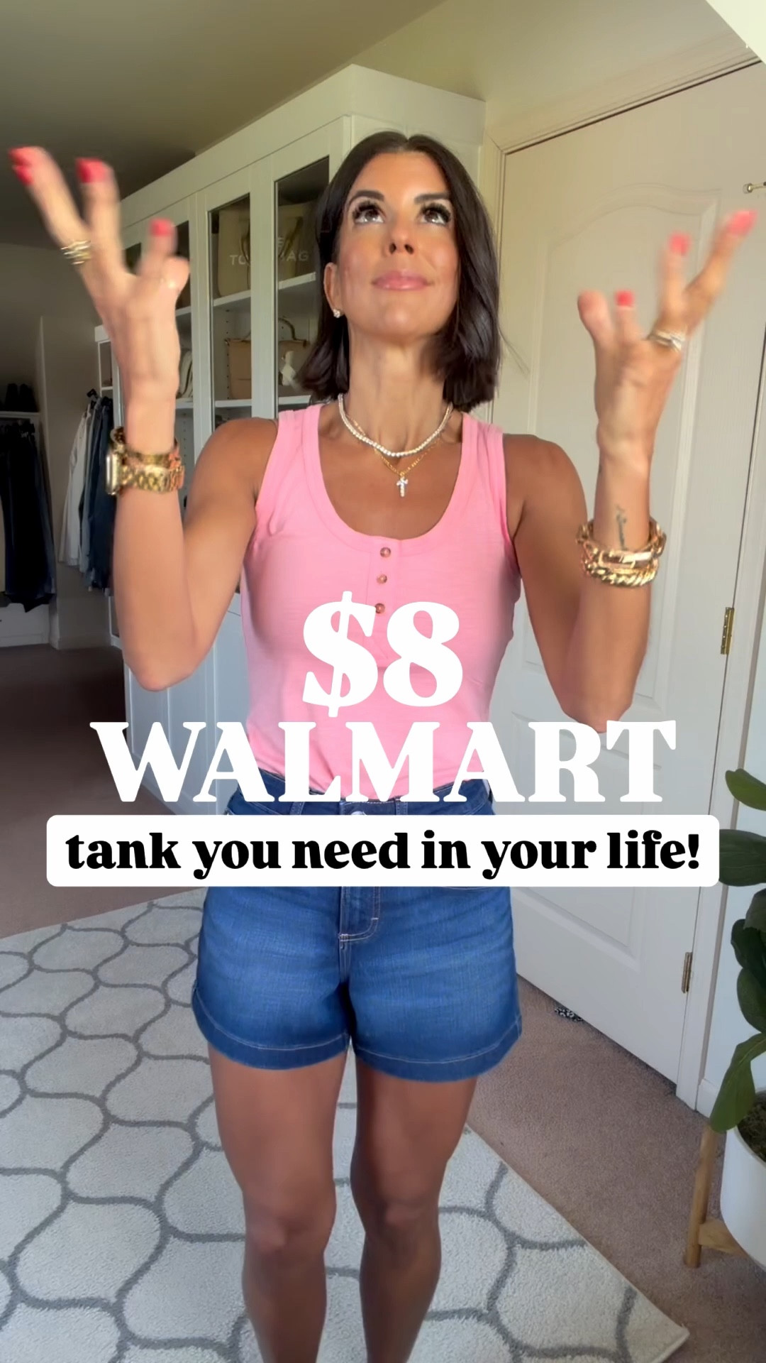 $8 Walmart tank! I’m in size xs in tanks, sized up one in denim shorts, size 0 in skirt 

#LTKSeasonal #LTKgrwm #LTKootd