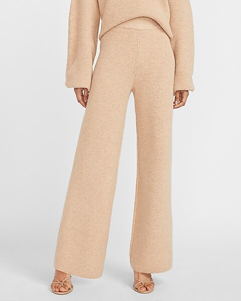 High Waisted Soft Ribbed Wide Leg Pant | Express