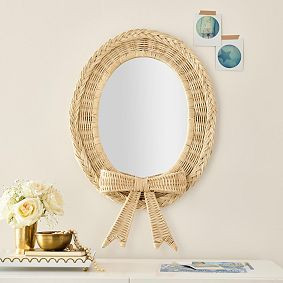 LoveShackFancy No Nails Rattan Bow Mirror (18"x28") | Pottery Barn Teen