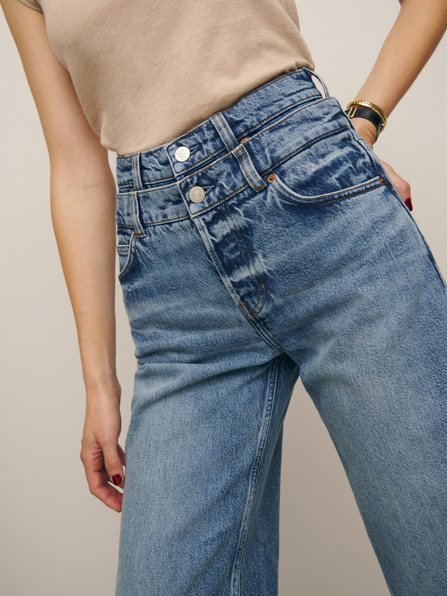 Cary Double Waistband High Rise Slouchy Wide Leg Jeans | Reformation (Global)