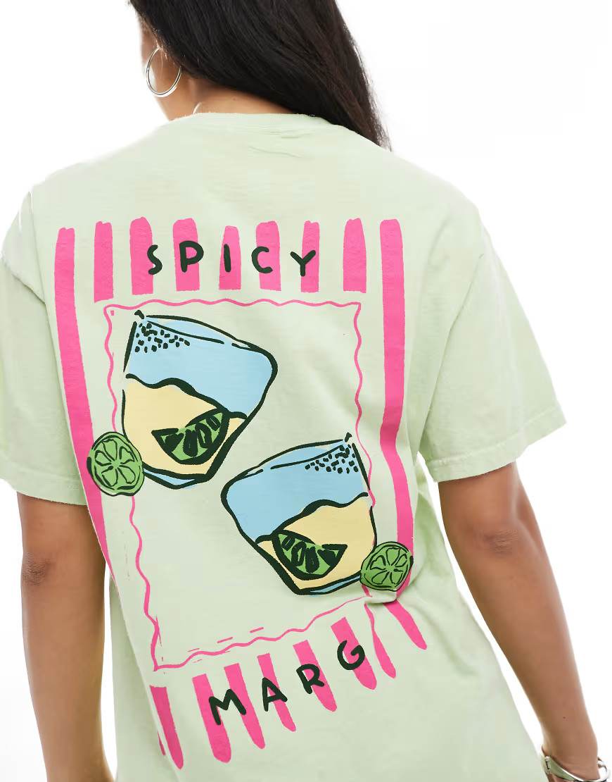 Miss Selfridge spicy marg oversized graphic tee in green | ASOS (Global)