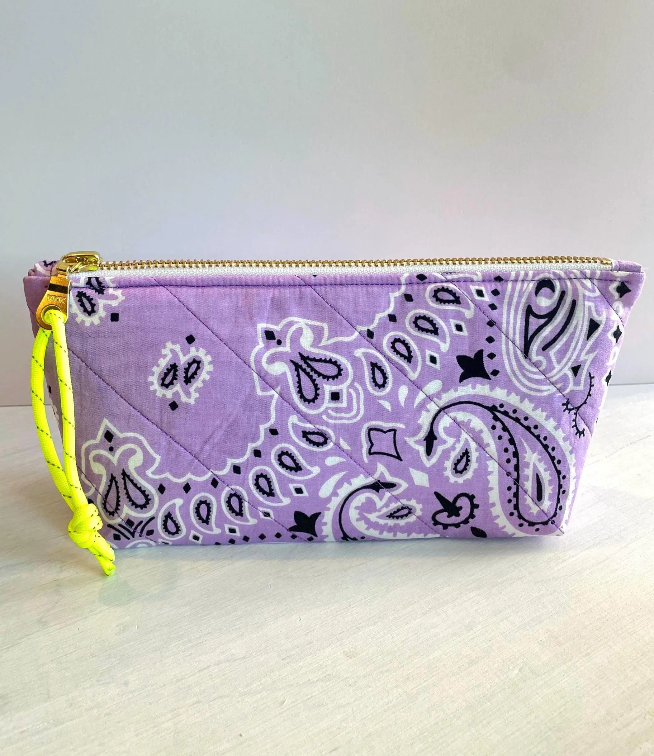 PRE-ORDER- Shipping mid August, Lavender Purple Bandana Zipper Pouch – Flat Bottom Cosmetic Bag – Handmade Clutch | Etsy (Global)