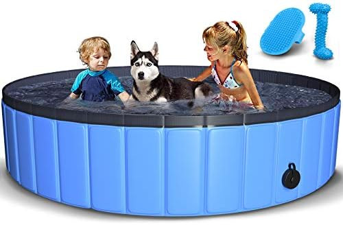 TNELTUEB Pet Swimming Pool for Large Dogs, 63"x12" Collapsible Dog Pool with Pet Brush Dog Chew T... | Amazon (US)