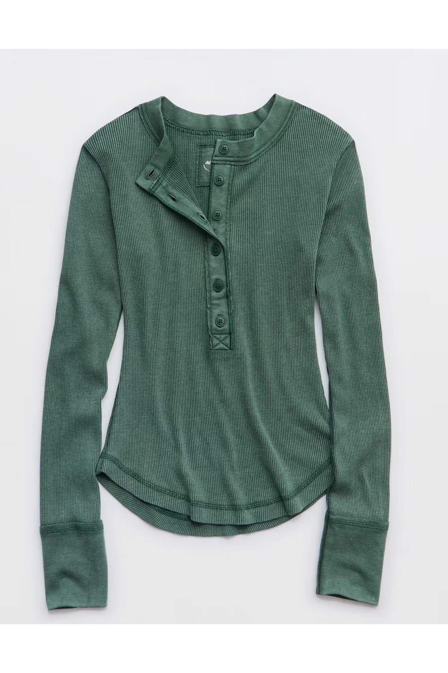 Aerie Henley Essential Layering T-Shirt Women's Rugged Green XXS | American Eagle Outfitters (US & CA)