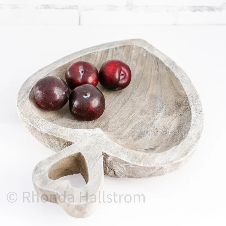 Wood Tray with heart handleGrey Wood Bread BowlRound Dough | Etsy | Etsy (US)