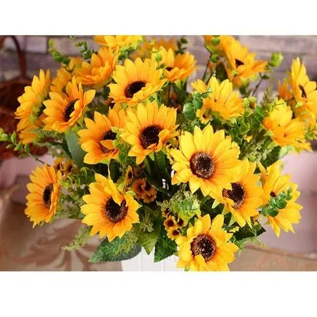 Outgeek Artificial Sunflower Bouquet Artificial Plants Fake Flowers Home Decorations, 7 Flowers P... | Walmart (US)