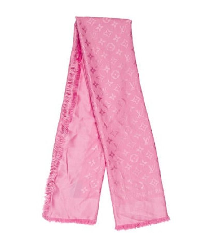 Louis Vuitton Monogram Silk & Wool-Blend Shawl Pink Louis Vuitton Monogram Silk & Wool-Blend Shawl | The RealReal