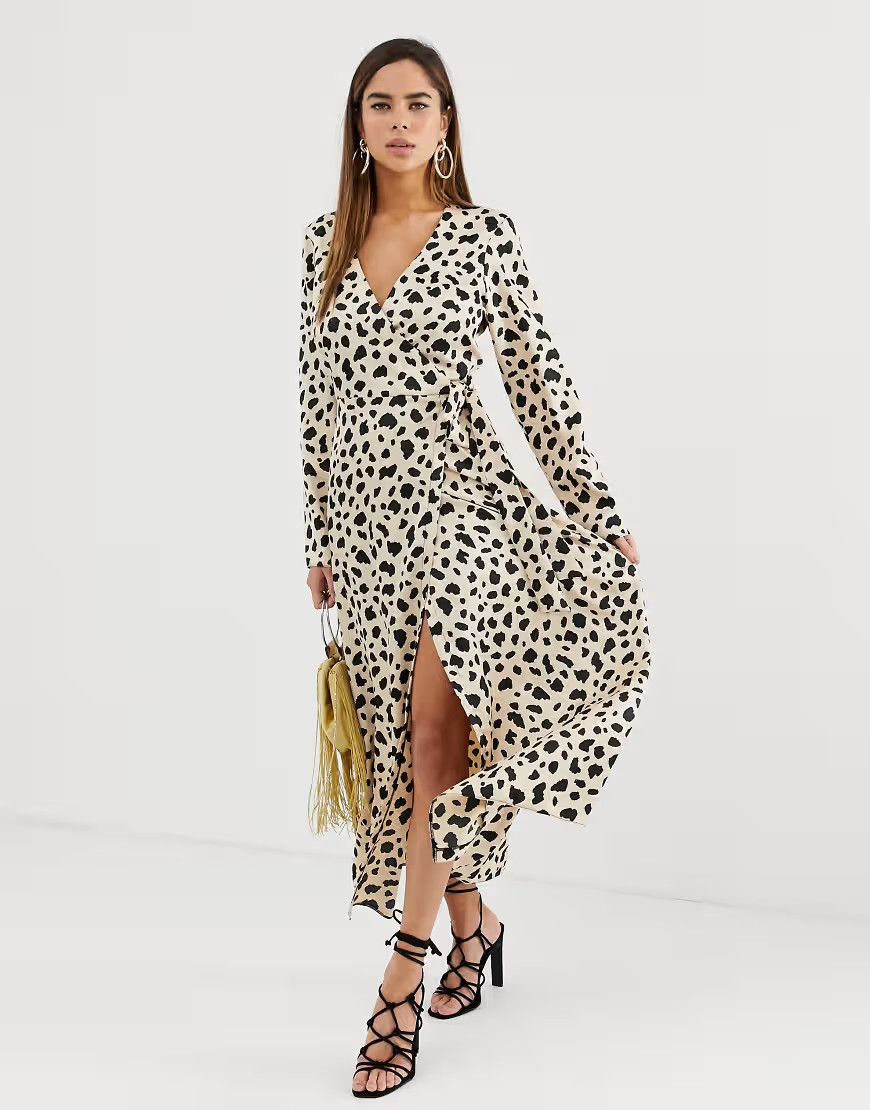 ASOS DESIGN wrap maxi dress in leopard print-Multi | ASOS (Global)