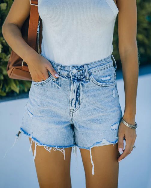 Hudson High Rise Distressed Denim Shorts | VICI Collection