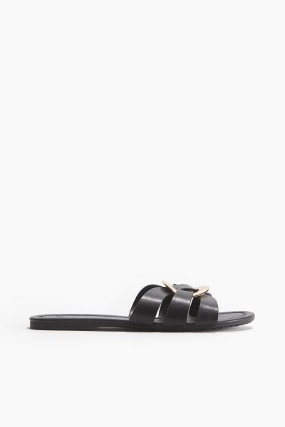 Intertwined-strap sandals - No heel - Black - Ladies | H&M GB | H&M (UK, MY, IN, SG, PH, TW, HK)