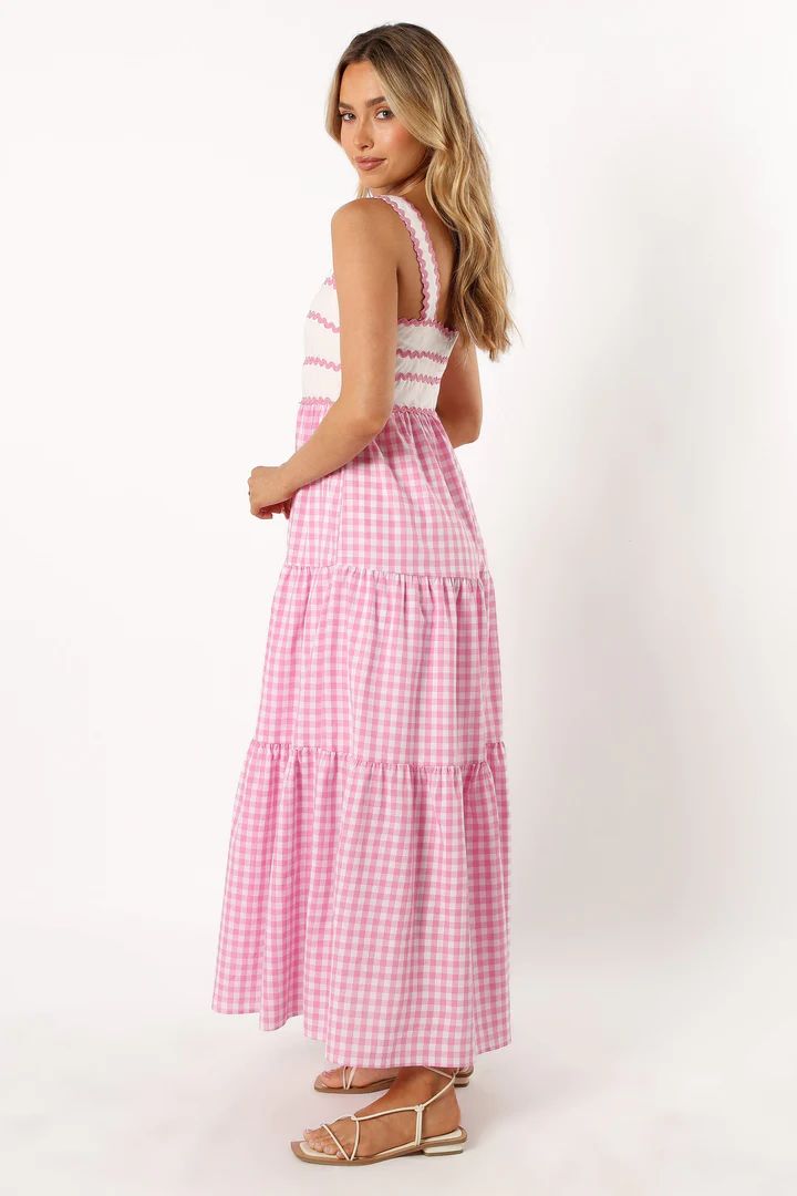 Rebecca Contrast Midi Dress - Pink Gingham | Petal & Pup (US)