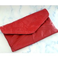 Vintage Nina Salvadore Genuine Red Leather Envelope Clutch Handbag | Etsy (US)