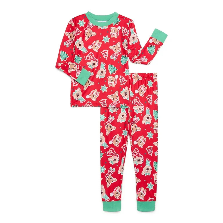 Character Toddler Christmas Snug Fit Top and Pants, 2-Piece Pajama Set, Sizes 12M-5T | Walmart (US)