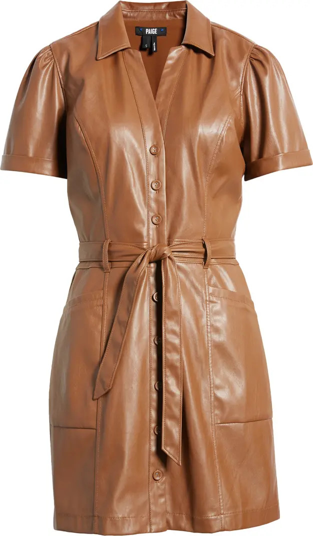 PAIGE Janette Faux Leather Shirtdress | Nordstrom | Nordstrom