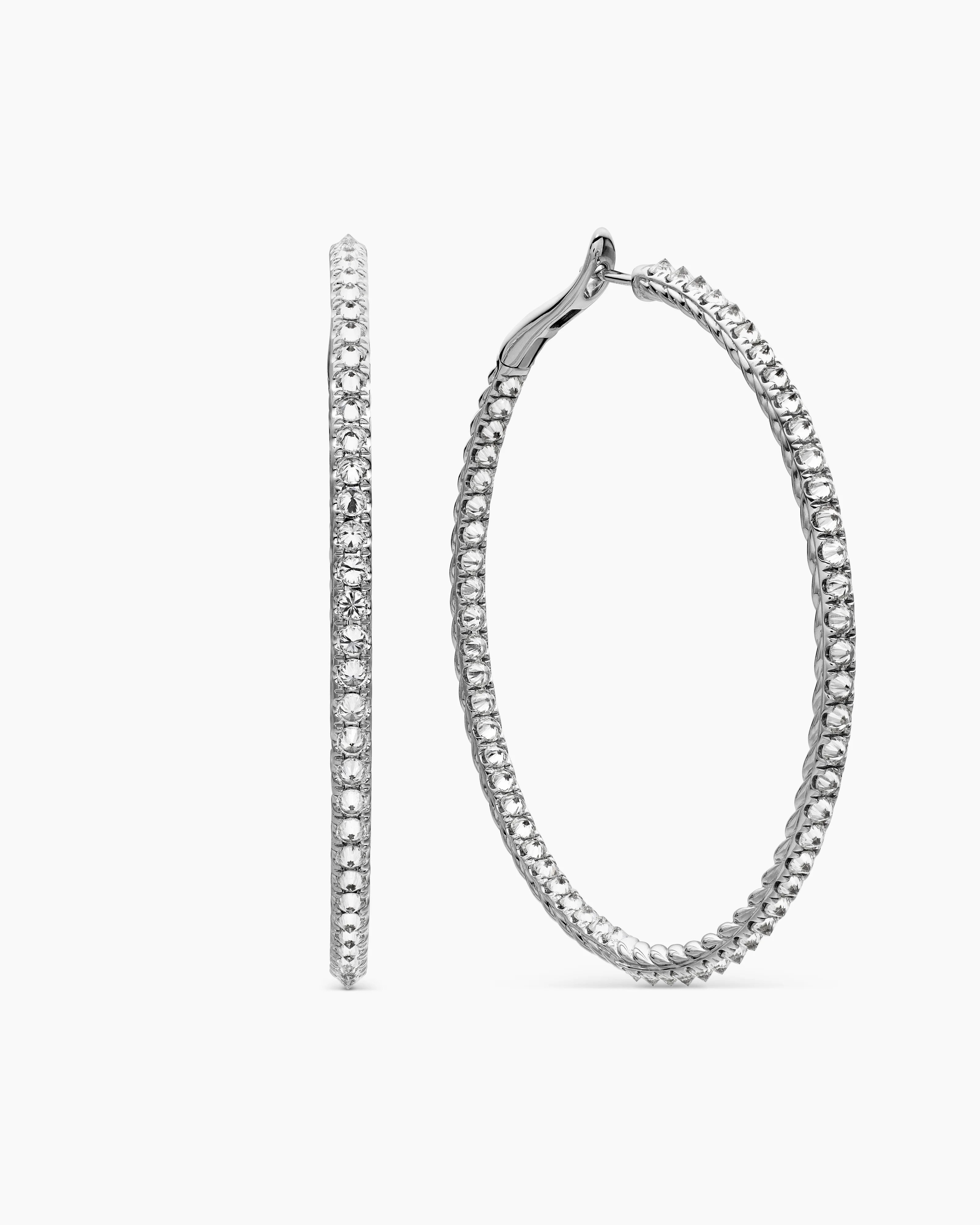Reverse Set Pavé Hoop Earrings | David Yurman