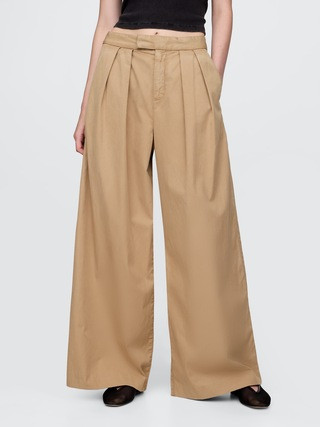 High Rise Twill Pleated Wide-Leg Khakis | Gap (US)
