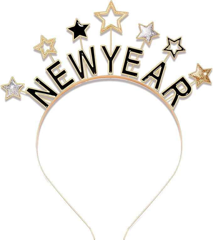 Happy New Year Headbands for Women, New Year’s Eve Hat Star Hairbands New Year Party Supplies H... | Amazon (US)