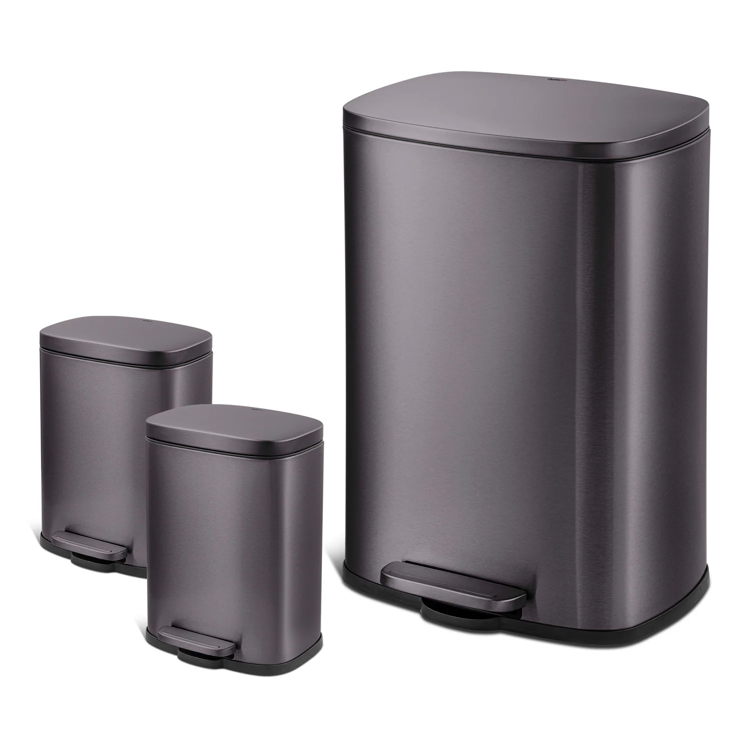 Qualiazero 13.2 gal Rectangular Step Trash Can, Plus Two 1.3 gal Trash Cans, Black Stainless Stee... | Walmart (US)