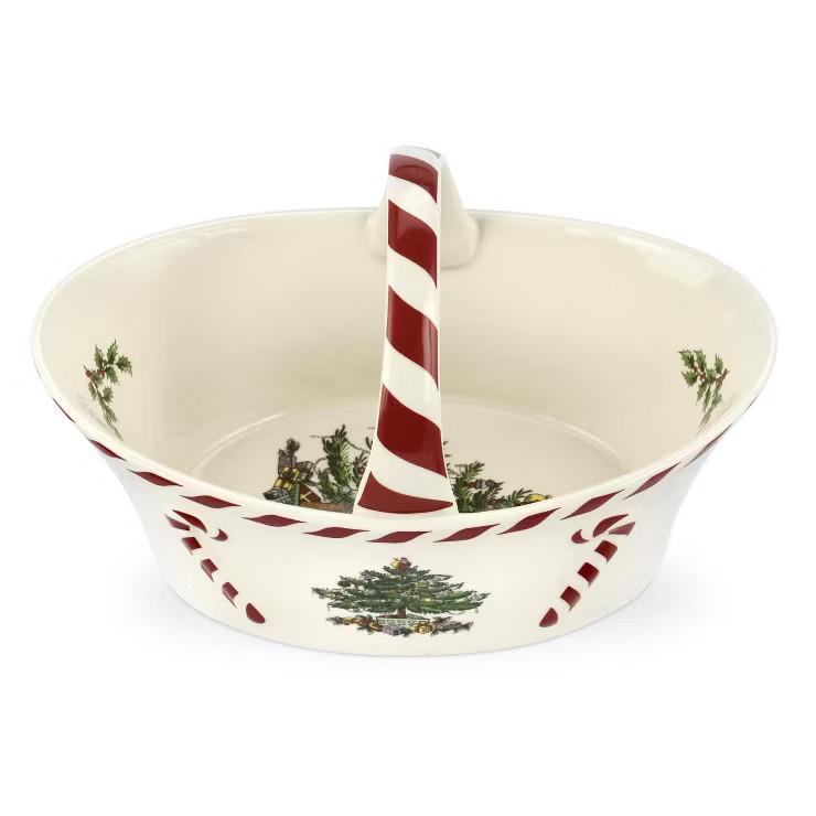 Spode Christmas Tree Peppermint Handled Basket - 6.5 Inch | Target
