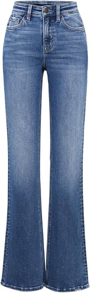 Mid Rise Bootcut Jeans for Women Trendy Stretch Wide Leg Pants Denim | Amazon (US)