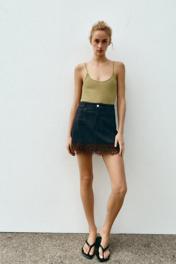 Z1975 DENIM LACE SKORT | Zara UK