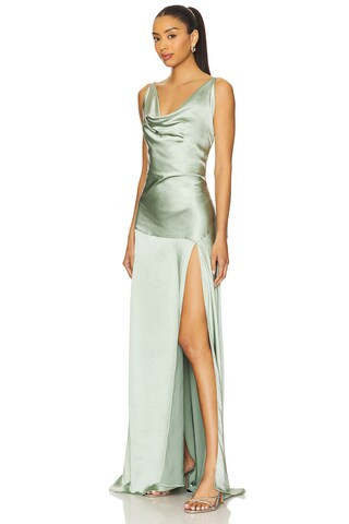 ELLIATT x REVOLVE Drape Satin Gown in Sage from Revolve.com | Revolve Clothing (Global)