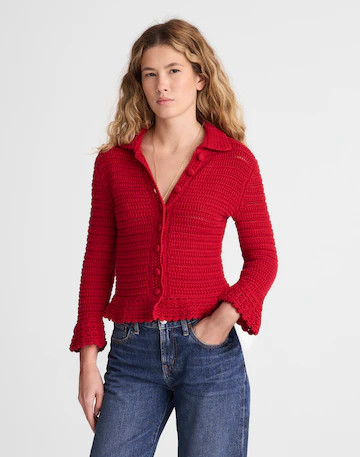 Pointelle-Knit Peplum Cardigan | Madewell